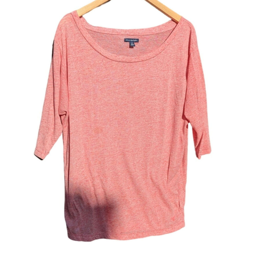 Boho Lagenlook Hippie Linen Cottage Sustainable Pink Tunic Top Crew Neck Women M